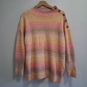 Talbots Plus Ombre Striped Wool Blend Sweater 1X